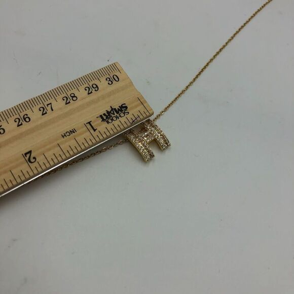 18K Gold Plated Women's Initial Letter H Cubic Zirconia Necklace Waterproof - Picture 11 of 13